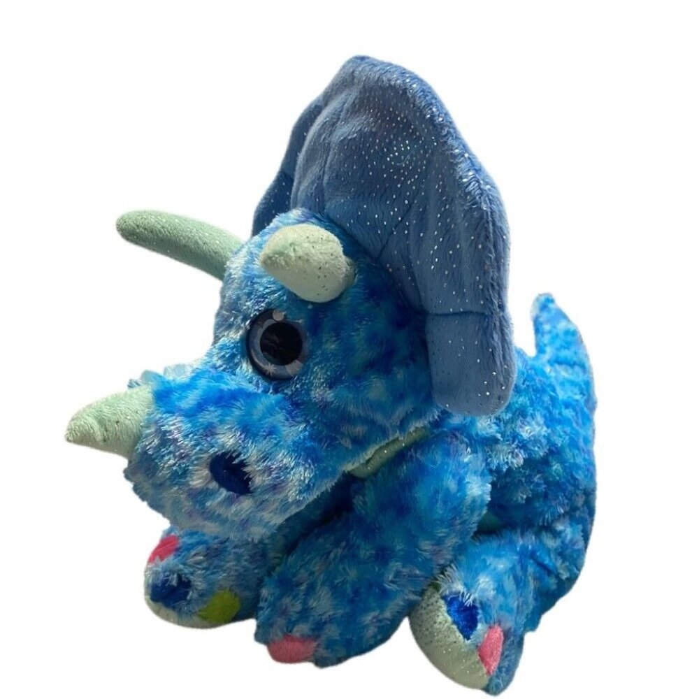 Wild Republic Triceratops Plush Blue Sparkle 12" stuffed animal Retired
